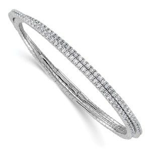 925 Sterling Silver Rhodium-plated 1.75mm CZ 192 Stone Wrap Bracelet